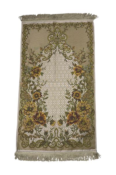 TAYBOUN Premium Lavanta Garden Prayer Mat with Rose Embroidery Accents Along the Edges