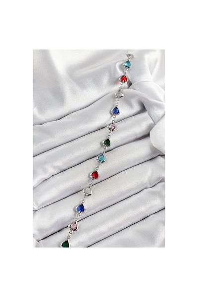 Skygo Brass Silver Color Mixed Color Heart Zircon Stone Women Bracelet - Tj-Bb7052