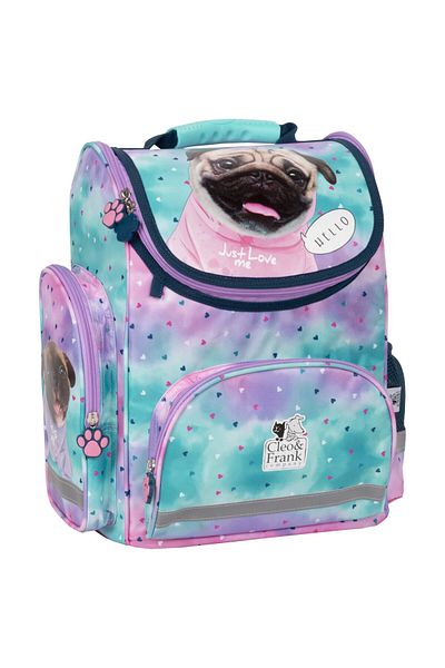 OEM Ergonomic school bag for girls, Derform, 3 compartments, Cleo and Frank puppy TEMBCF36