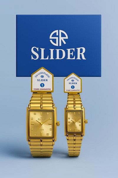 style iconic SLIDER Full Gold Luxury Couple Watch Set – Diamond Markers | Color Won’t Change | 1-Year Guarantee