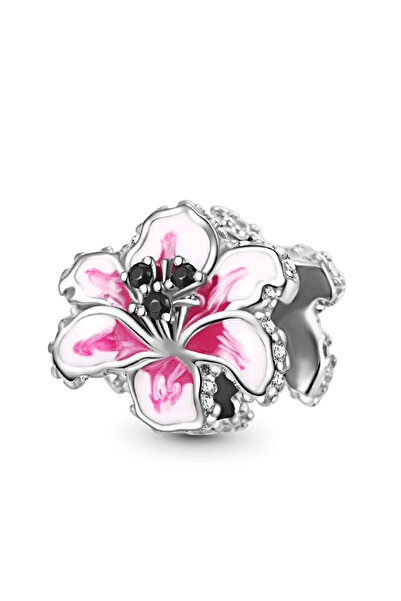 Gnoce Pembe Zambak Çiçek Charm, 925 Ayar Gümüş