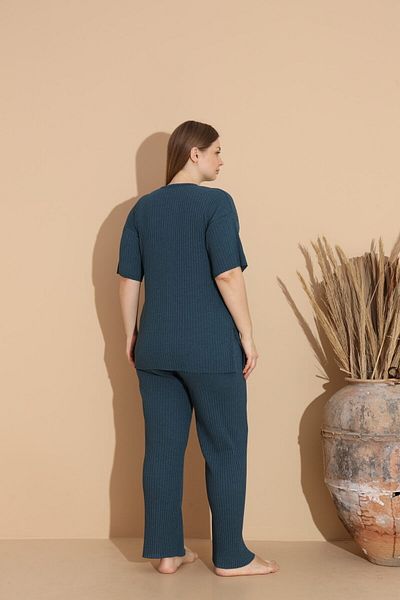 Intisimo Pijamale pentru femei, bumbac, mărime mare, Just Be Real, Nautilius Blue - XXL