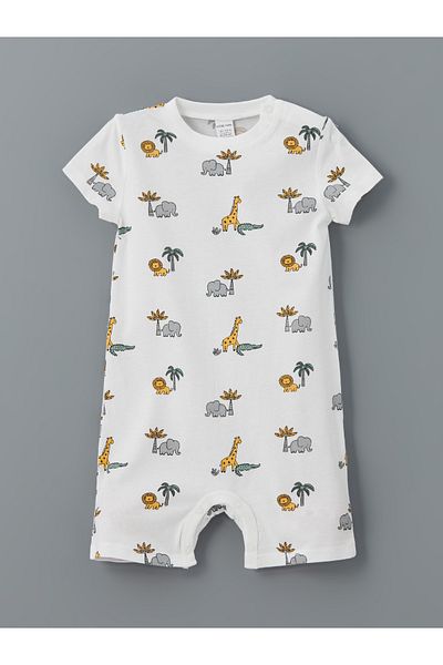 LC Waikiki Crew Neck Baby Boy Combed Cotton Jumpsuit 2-Pack