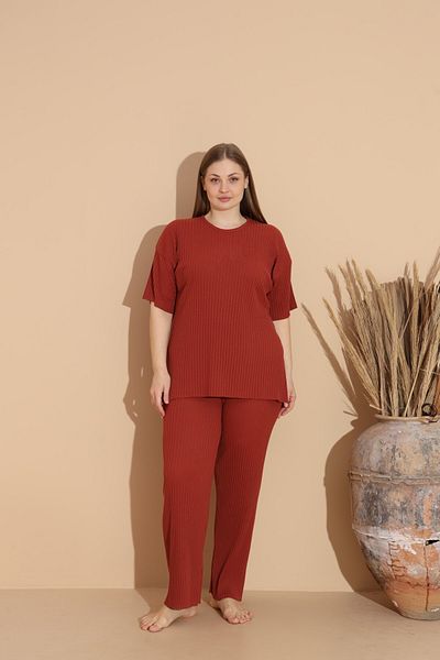 Intisimo Women's Pajamas, Cotton, Large Size, Brick - 5xl