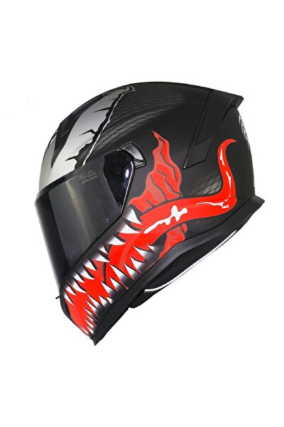 MOTOANL Motosiklet Kask Ece 22.R06 Güneş Vizörlü Full Face Motor Kaskı Starli...