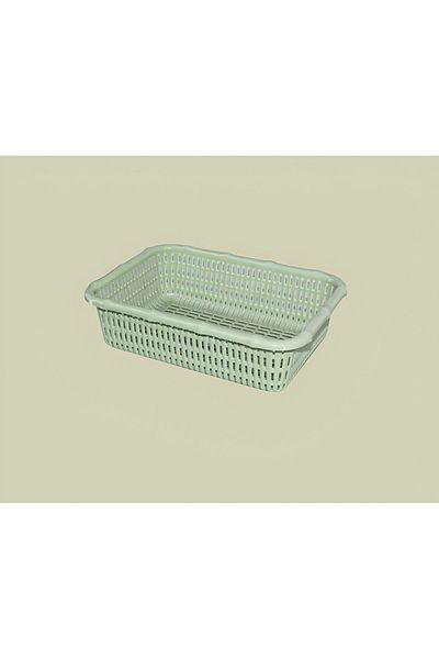 rexa Green Rectangular Plastic Storage Basket – Durable Organizer for Home Use