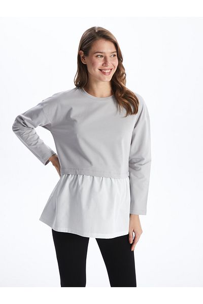 LC Waikiki Crew Neck Color Blocked Long Sleeve Maternity Sweatshirt