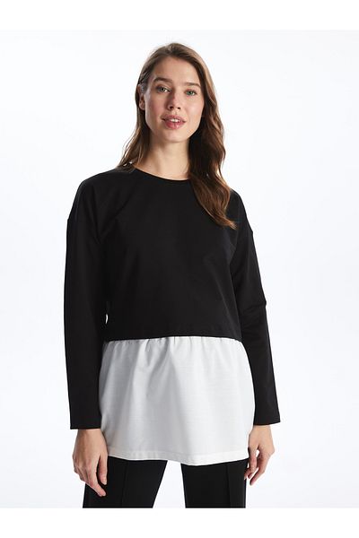 LC Waikiki Crew Neck Color Blocked Long Sleeve Maternity Sweatshirt