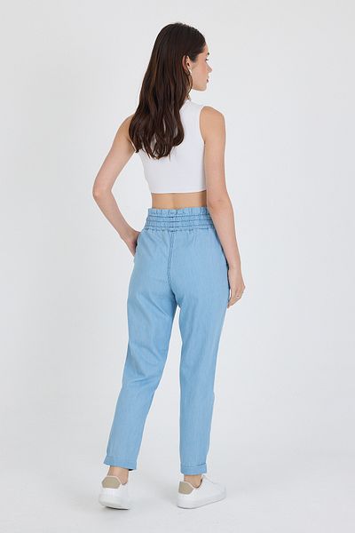 Rodi Elastic Waist Double Leg Lace up 100% Cotton Jeans Women's Trousers 5011