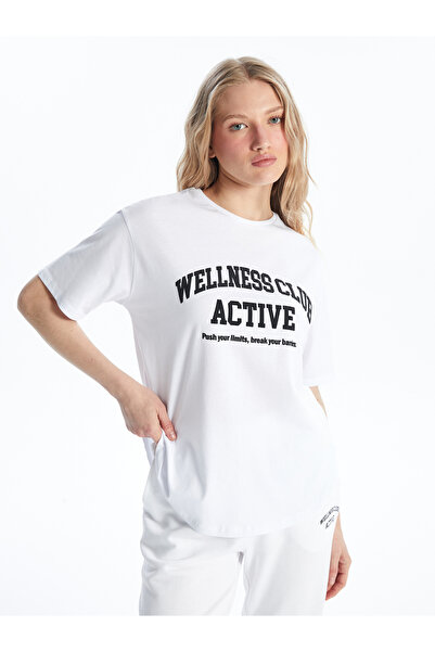 LC Waikiki Tricou de damă cu mânecă scurtă cu imprimeu cu decolteu
