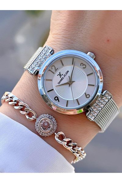 Daniel Klein Steel Cord 30 Mt Water Resistant Women Wrist Watch+Bracelet Byn.13966.1