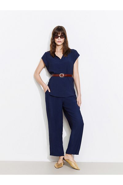LC Waikiki Damenbluse mit gekräuseltem Kragen und Struktur