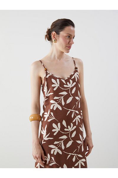 LC Waikiki V-Neck Floral Strap Women's Dress