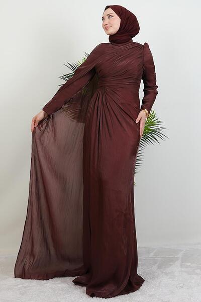 giz astore Burcu Tesettür Abiye Gül Kahve