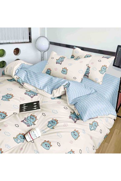 CHIRASO Lenjerie CHIRASO FINET 4 Piese, 1 Persoană, Cearceaf 155x230 cm, Imprimeu Vesel si Colorat