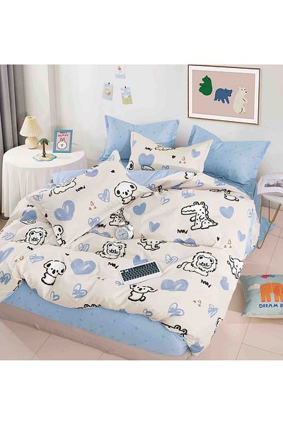 CHIRASO Lenjerie CHIRASO FINET 4 Piese, 1 Persoană, Cearceaf 155x230 cm, Imprimeu Vesel si Colorat