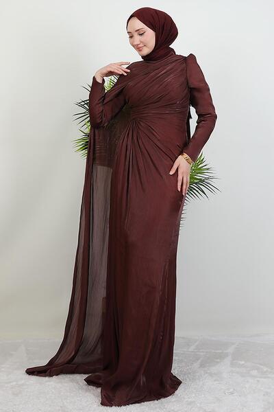 giz astore Burcu Tesettür Abiye Gül Kahve