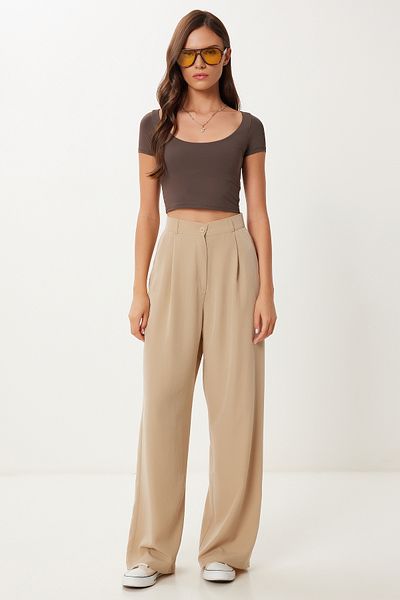 Lovelyİstanbul Flowy Ayrobin Palazzo Pants Beige Lrv0020