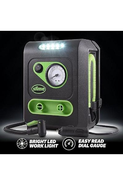 Slime LED light High Pressure Hose Deluxe All-Purpose Inflator Black