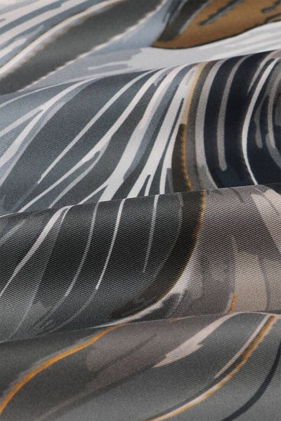 Bursa İpek Ice Blue Arya Pattern Twill Μεταξωτό Φουλάρι