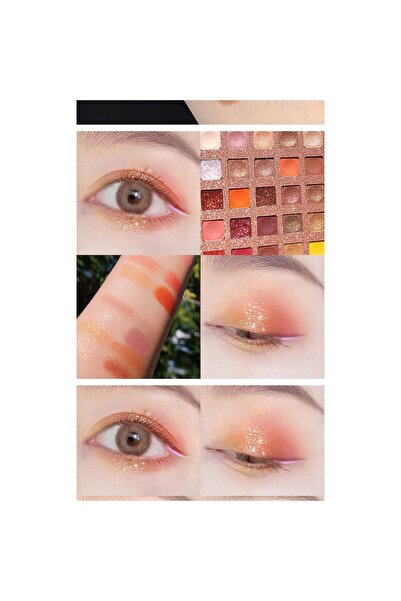 Flippy Paletă de farduri de pleoape pigmentate cu 40 de culori, maro cu sclipici, flexibilă