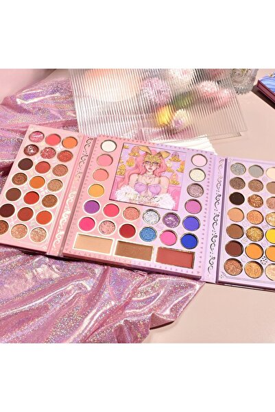 Flippy Trusă de machiaj, KEVIN & COCO, roz în stil pascal, 69 de culori, 20 x 22,5 cm