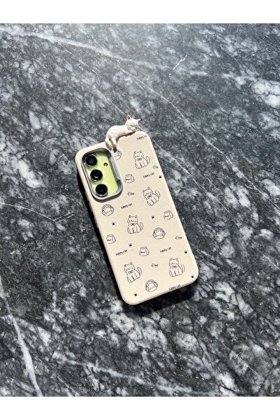 MustCase Samsung Galaxy S24 FE Telefon Kılıfı 3D Oyuncaklı Kedi Tasarımlı Esnek Silikon Kılıf