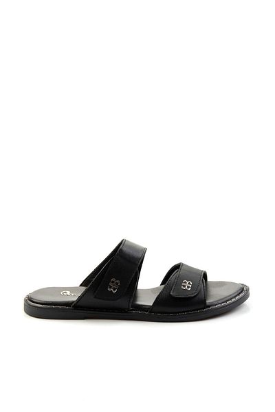 Bambi Black Leather Women's Slippers K04073102003