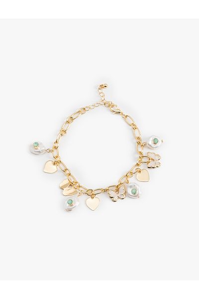 Koton Chain Bracelet with Butterfly and Heart Detail Dangle