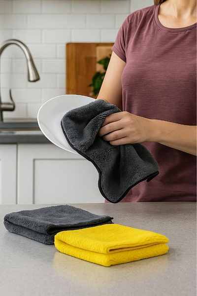 Miabella Home Prosop din microfibră din 2 bucăți, cârpă de uscare pentru prosoape de bucătărie, absorbție ridicată de apă, prosop de mașină, cârpă de uscare