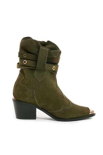 Vanilla Days Emira Suede Khaki Boots Black Sole