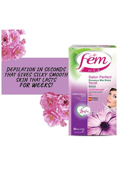 Fem USA Calendula Facial Wax Strips For Normal Skin 20pcs