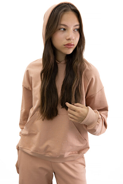 Cansın Mini Salmon Girl's Stone Detailed 2-Piece Set 21184