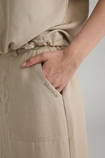 Brand Up Linen Blend Midi Skirt