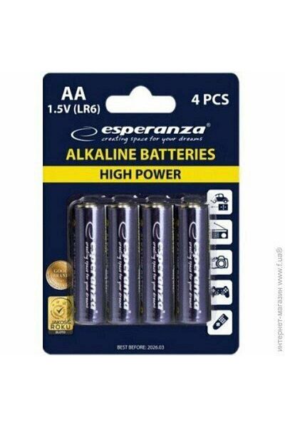 ESPERANZA Alkaline Batteries Esperanza EZB101 AA 4 pcs, Blister