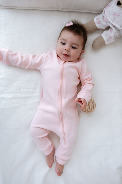 Tuğba Kuğu Zippered Jumpsuit Without Booties - Pureline Series - Pink