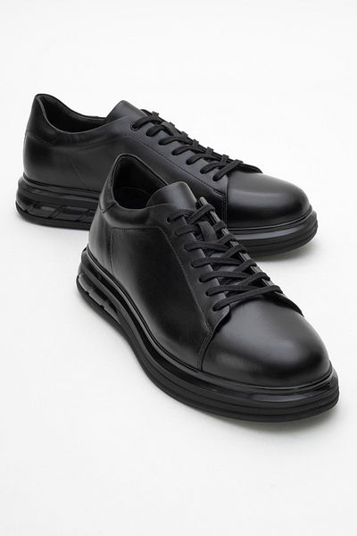 Dericlub Deri̇club Men's Thick Sole Lace-Up Casual Shoes Real Leather Cr 2208 Black