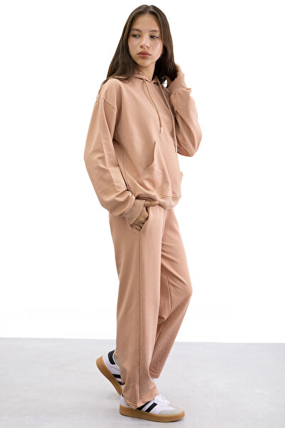 Cansın Mini Salmon Girl's Stone Detailed 2-Piece Set 21184