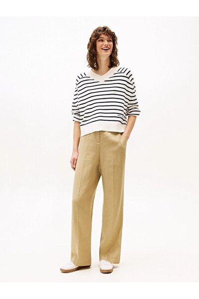 Tommy Hilfiger Kadın ESS LINEN TAILORED STRAIGHT PANT Pantolon