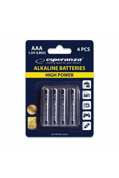 ESPERANZA Esperanza EZB102 AAA Alkaline Batteries, 4 pcs, Blister