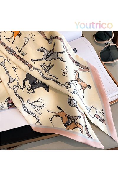 Youtrico Long silk scarves,Headbands,Steed-horse fashion series,147cm