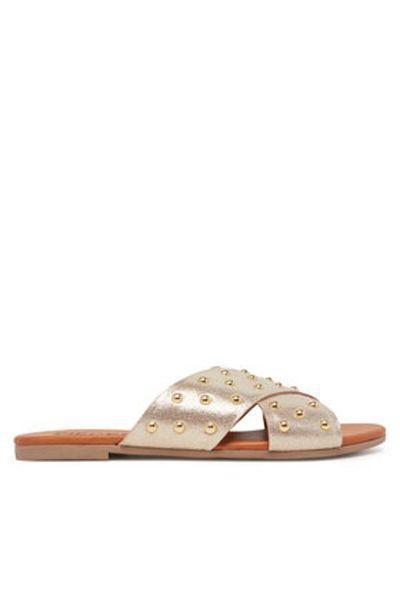 PIECES Sandale damă aurii PIECES-17156837 CULOARE AUR FOLIE DE AUR