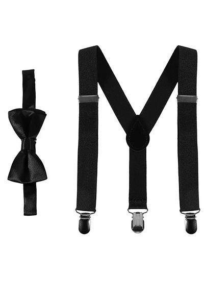 OEM Children's Suspenders and Bow Tie, Black, 1-10 Years