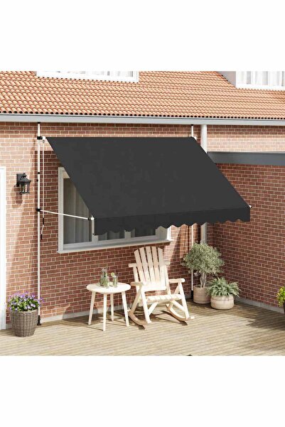 vidaxl مظلة يدوية قابلة للسحب 300 سم لون أنثراسيت