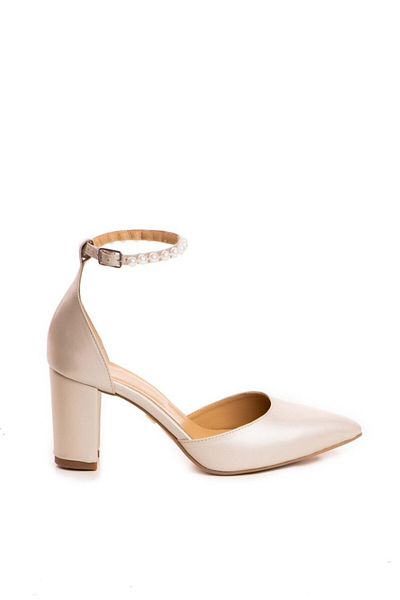 Vanilla Days Stiletto shoes Florence ivory with thick heel, Pearls