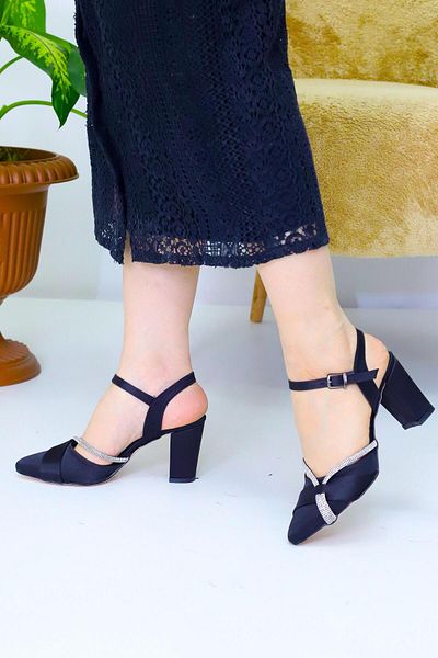 Weynes Women's Black Y Stone Platform Heeled Shoes Wsb3058
