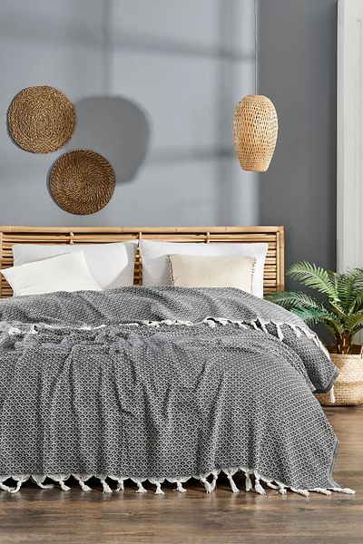 Casnack Yeliz Model Anthracite Double Pique 200X230Cm