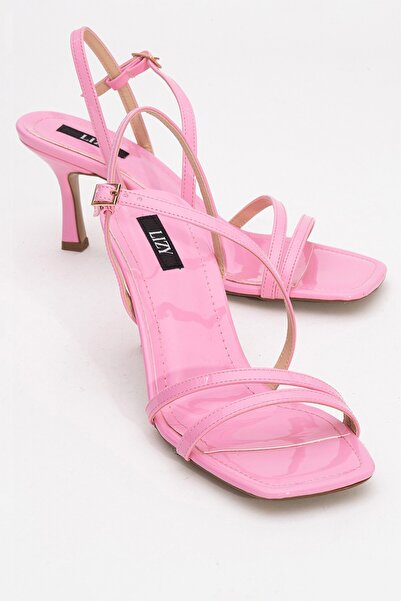 Lizy Shoes حذاء نسائي وردي بكعب متعدد الأشرطة