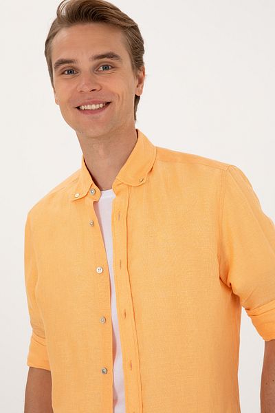 U.S. Polo Assn. Men's Orange Long Sleeve Shirt 50299597-Vr202