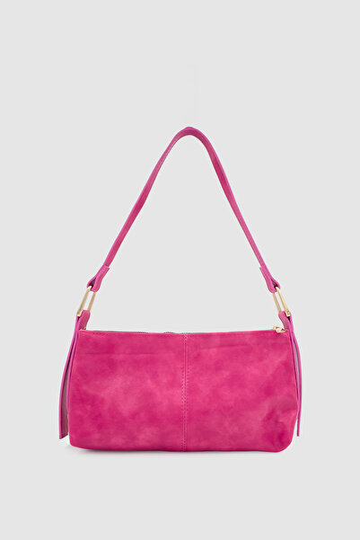 Wuclo حقيبة يد وكتف وحلقة ذهبية على شكل هلال ناعم من Zeiri باللون الفوشيا